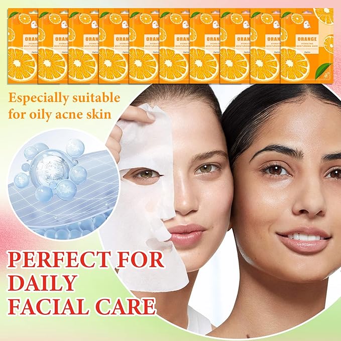 10 Pack Variety Facial Sheet Masks Skin Care Set, Hydrating Bulk Sheet Face Masks Skincare Gifts Set for Women Men, Long Lasting Moisturizing Face Mask Skincare for All Skin Type（A3)