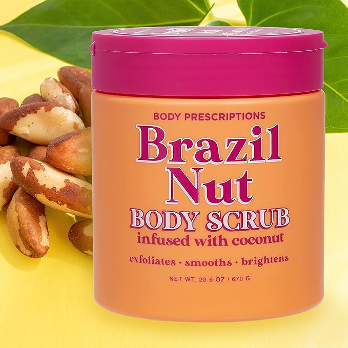 Body Prescriptions Exfoliating Body Scrub – Body Cleanser for Nourished, Ultra-Smooth Skin, Coconut (Brazil Nut)