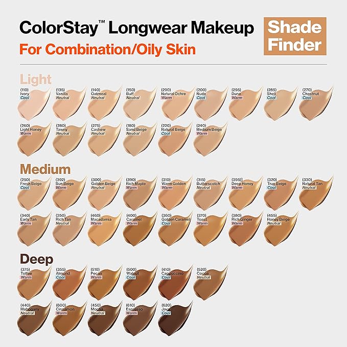 Revlon Liquid Foundation, ColorStay Face Makeup for Combination & Oily Skin, SPF 15, Medium-Full Coverage with Matte Finish, Butterscotch (315), 1.0 oz