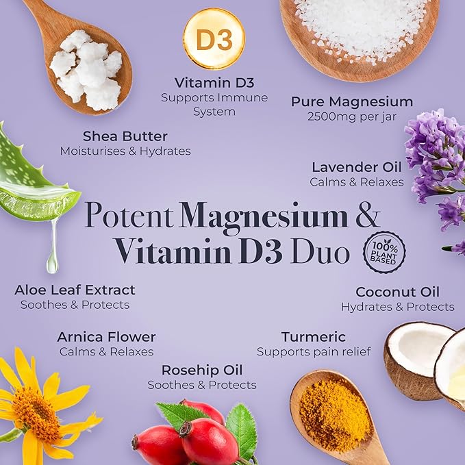 Magnesium Cream with Vitamin D3 [4 Fl Oz] - Magnesium and VIT D Lotion - Turmeric & Arnica Calm Cream - Magnesium and VIT D3 - Lavender