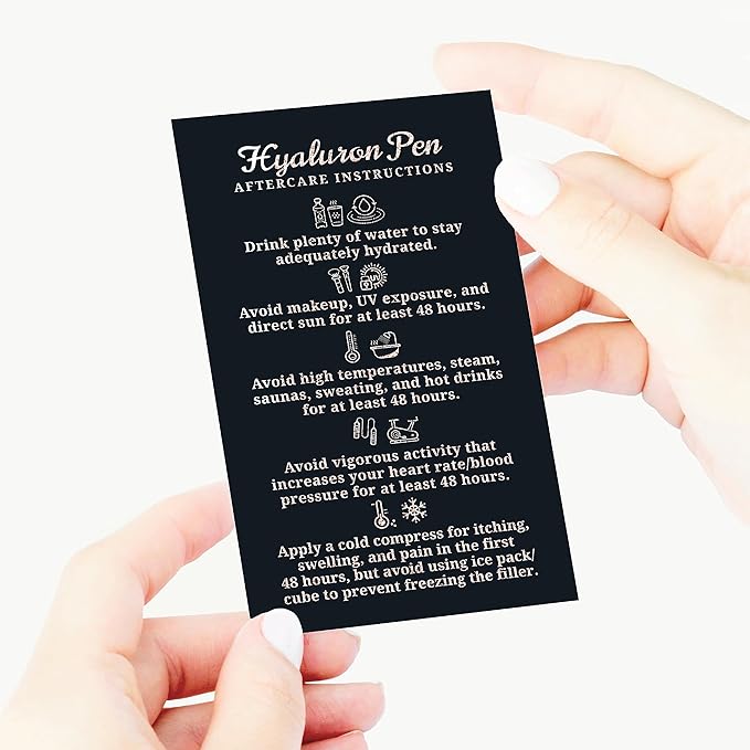 100 Pack - Premium Hyaluron Pen Lip Filler Aftercare Instructions Card 2 x 3.5" Accessories Supplies Kit Care - HP20A100_N
