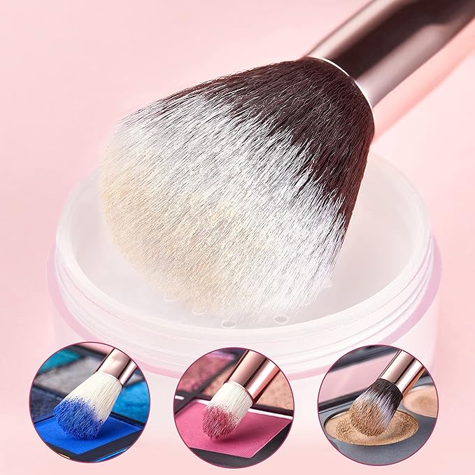 Jessup Makeup Brushes, Labeled Makeup Brush Set Premium Synthetic and Natural Hair Foundation Powder Concealer Eyeshadow Blending 15pcs Brush Kit, Rose Gold/Black T160