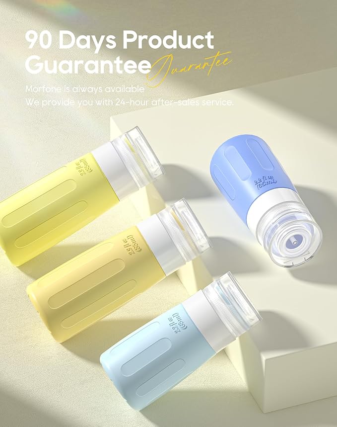 Morfone 16 Pack Silicone Travel Bottles Set for Toiletries TSA Approved Travel Containers Leakproof Squeezable Refillable Accessories 2oz 3oz for Shampoo Conditioner Lotion Liquids (Yellow Blue)