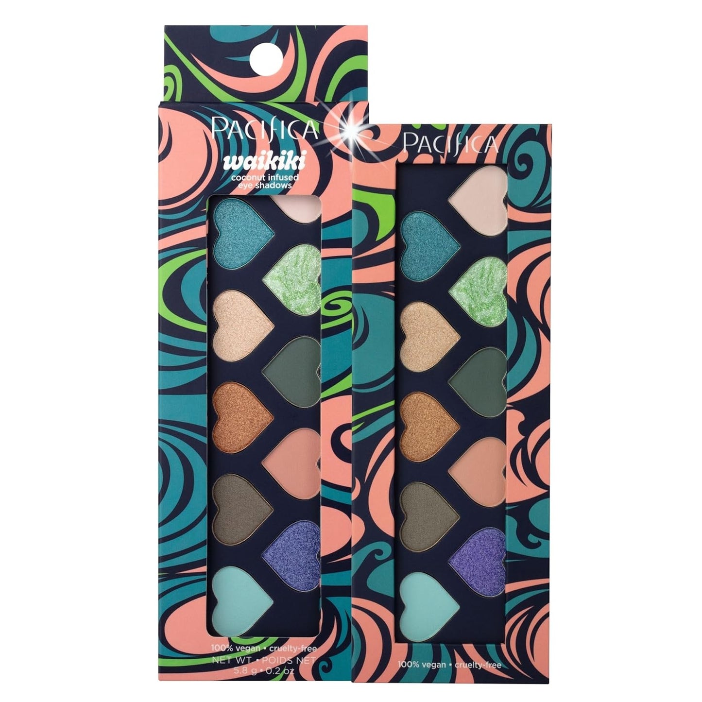 Pacifica Eyeshadow Palette – Waikiki Mineral Eyeshadow, Blendable Shimmer & Matte Shades w/Velvet Matte, Shimmer & Metallic, Cocoa Butter Infused, Talc-Free, Vegan & Cruelty-Free, 0.24 oz 10 Shades