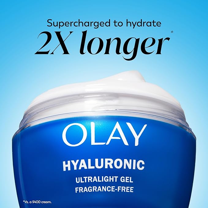 Olay Hyaluronic Acid Face Moisturizer, Instant Hydration for Women, Fragrance-Free - Dry Skin Solution, Glowing, Smoothing, Plumping, Renewing - Niacinamide, Amino Peptides 1.7 Oz