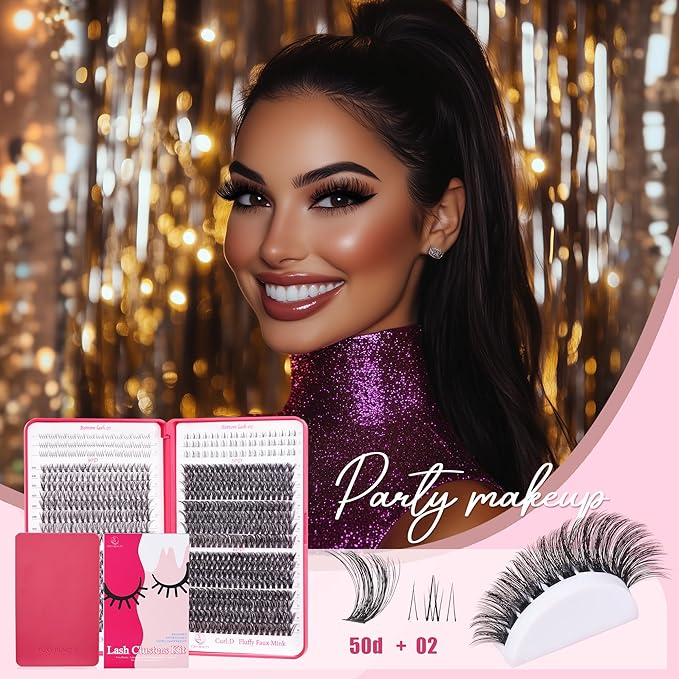 CCODDY Lash Clusters Kit - False Eyelash with Bottom Lashes - 748 Pieces - Black, Synthetic, Lightweight & Soft Fibers - D Curl Upper & 5-7MM Bottom - No Adhesives Included