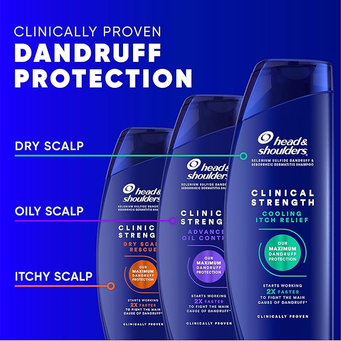 Head & Shoulders Clinical Dandruff Shampoo Twin Pack, Prescription Strength, Oil & Flake Control, Seborrheic Dermatitis Relief, Citrus, 13.5 Fl Oz Each (Set of 2)