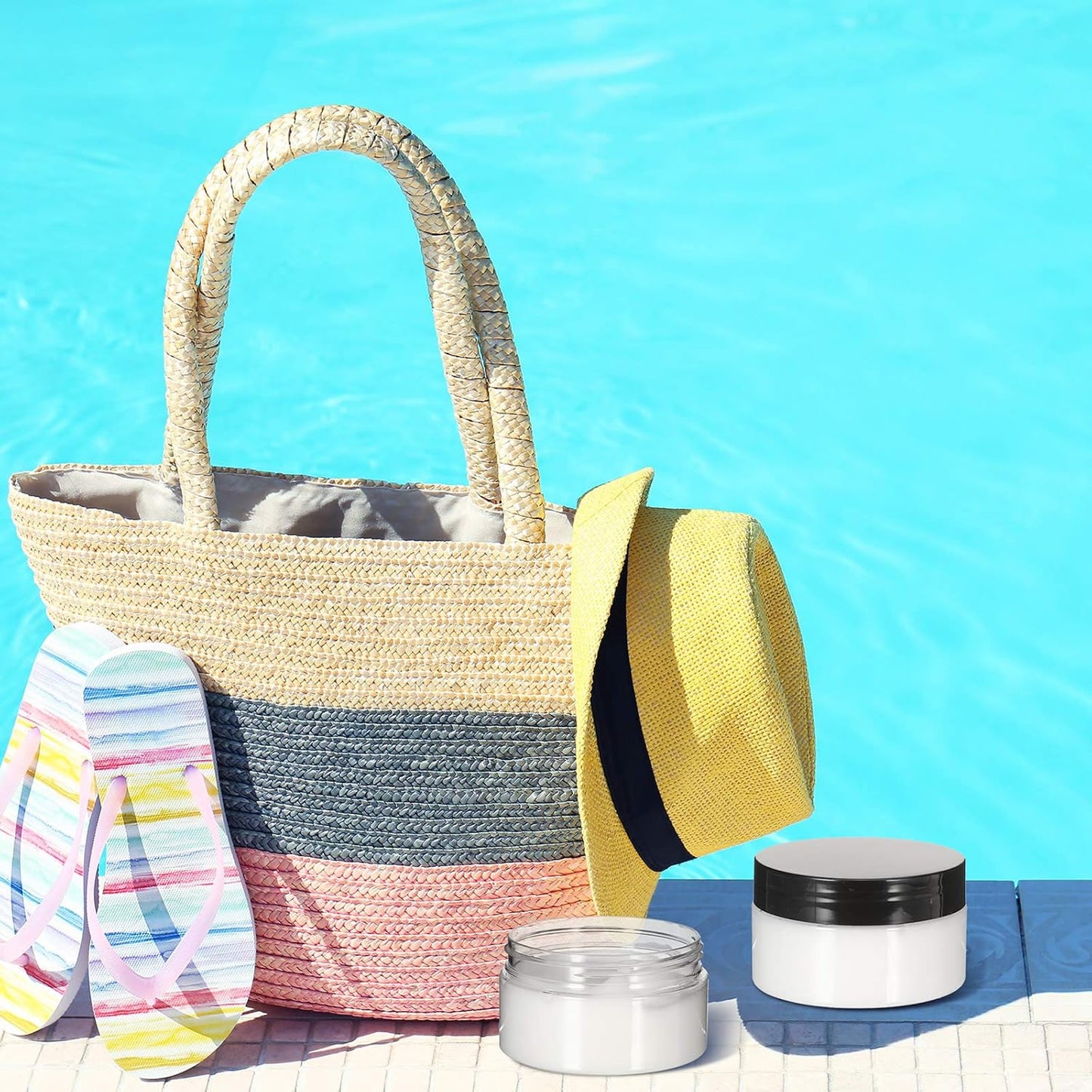 Patelai 4 Pieces Round Wide-mouth Leak Proof Plastic Container Jars with Lids for Travel Storage Makeup Beauty Products Face Creams Oils Salves Ointments DIY Making(4 Ounce,Black)