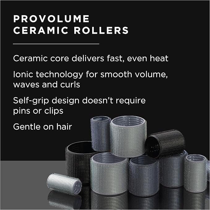 Fromm ProVolume 1" Self-Grip Ceramic Ionic Thermal Hair Rollers, 5 Count Salon Quality Hair Curlers for Short, Medium and Long Hair