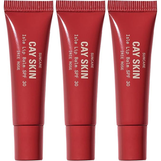 Cay Skin Isle Lip Balm SPF 30 – High Shine, Hydrating + Sheer Lip Gloss in Vanilla Brown Sugar Flavor – Formulated with Natural Ingredients for All Skin Tones – 3-Pack, Irie Rose
