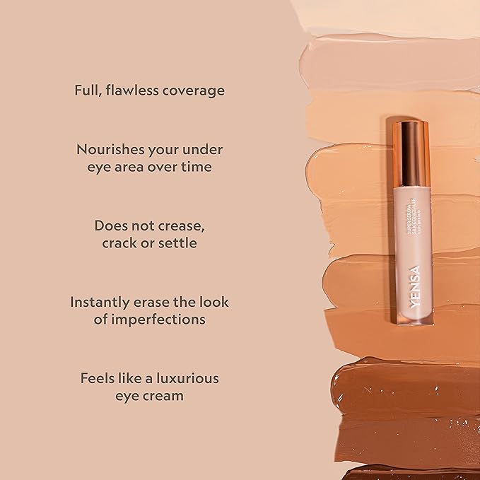 YENSA Super Serum Silk Concealer - Age-Defying Asian Skincare, Natural Superfood Ingredients Cover Imperfections, Boost Collagen (Fair 2) - .20 fl oz