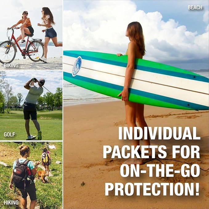 CoreTex Sun X 50 SPF Broad Spectrum Sunscreen Packets with Resealable Travel Bag - Pack of 15 Paraben, Oxybenzone, Octinoxate, & Oil Free Sunscreen - Water & Sweat Resistant Up to 80 Minutes