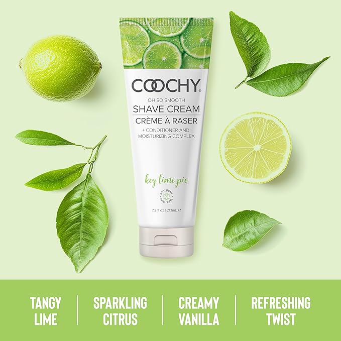 Coochy Shave Cream - Moisturizing Shave Lotion - Gentle Intimate Shaving Cream - For Bikini Area, Underarms, Legs & More - Rash-Free, Hydrating Formula - Key Lime Pie, 7.2 oz