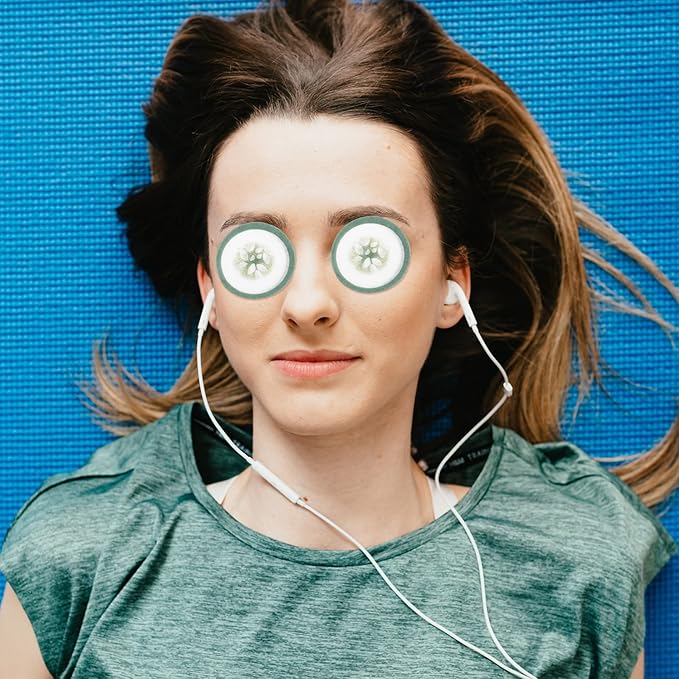 Mobestech Cucumber Eye Pads 100 Pads Non-woven Eye Soothing Spa Cooling Eye Patches with Fruit Vegetable Extracts for Eyes Reduce Dark Circles