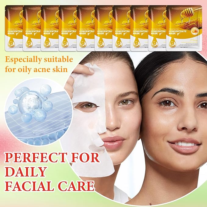 10 Pack Variety Facial Sheet Masks Skin Care Set, Hydrating Bulk Sheet Face Masks Skincare Gifts Set for Women Men, Long Lasting Moisturizing Face Mask Skincare for All Skin Type（C3)
