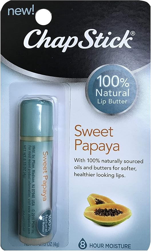 ChapStick 100% Natural Lip Butter Sweet Papaya 0.15 oz (Pack of 3)