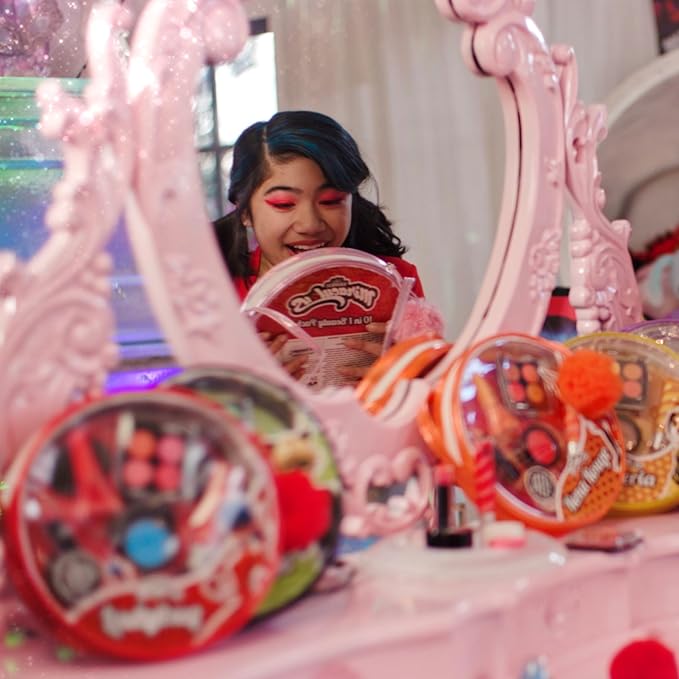 Miraculous Ladybug Kids Makeup Set - 10 Piece Bag with Nail Polish, Hair Chalk, Stickers & More - Safe, Non-Toxic Pretend Play Cosmetics - Miraculous Ladybug Themed Makeup Kit for Children