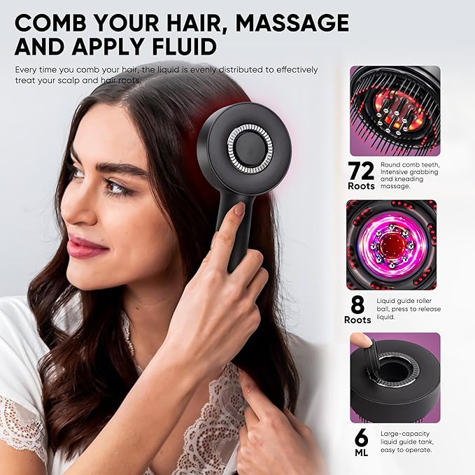 Upgrade 3 in 1 Hair Oil Applicator,Electric Hair Brushes for Hair Growth,Oil Applicator Scalp Massager,IPX7 Waterproof Electric Scalp Massager