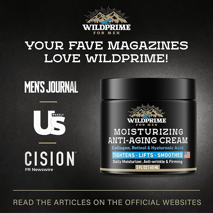 Men's Face Moisturizer Cream - Anti Aging & Wrinkle - Made in USA - Collagen, Hyaluronic Acid, Retinol, Vitamins E & A, Avocado Oil - After Shave - Age Facial Skin Care, Day & Night Moisturizing, 2 oz