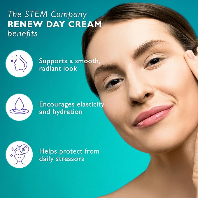 STEM Natural Intelligence ReNew Cream, Daily Face Moisturizer Cream, Luxury Facial Moisturizer for Women and Men, Premium Facial Skin Care Products with Antioxidants, Neck and Face Cream, 1 oz