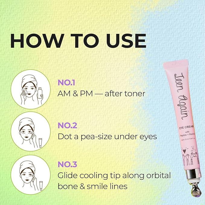 Look at Me Teen Again Eye Cream, Anti-Aging Line Smoothing Skin Care Treatment, Wrinkle Care, Cruelty Free, for Women and Men 0.84 fl. oz, 25ml