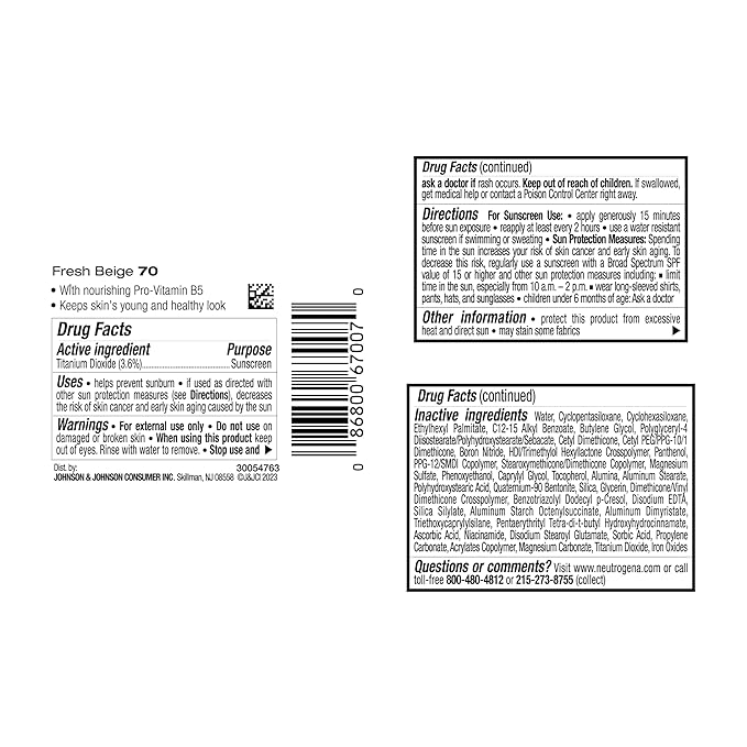 Neutrogena Healthy Skin Liquid Makeup Foundation, Broad Spectrum SPF 20 Sunscreen, Lightweight & Flawless Coverage Foundation with Antioxidant Vitamin E & Feverfew, Fresh Beige, 1 fl. oz