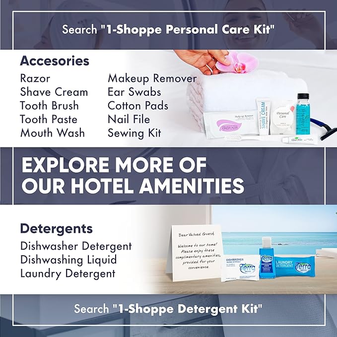 Desert Breeze Hotel Soaps and Toiletries Bulk Set | 1oz Hotel Shampoo & Conditioner, Body Wash, Body Lotion & Bar Soap | Full Pallet 49 cases with 300 units each - 14,700 pieces