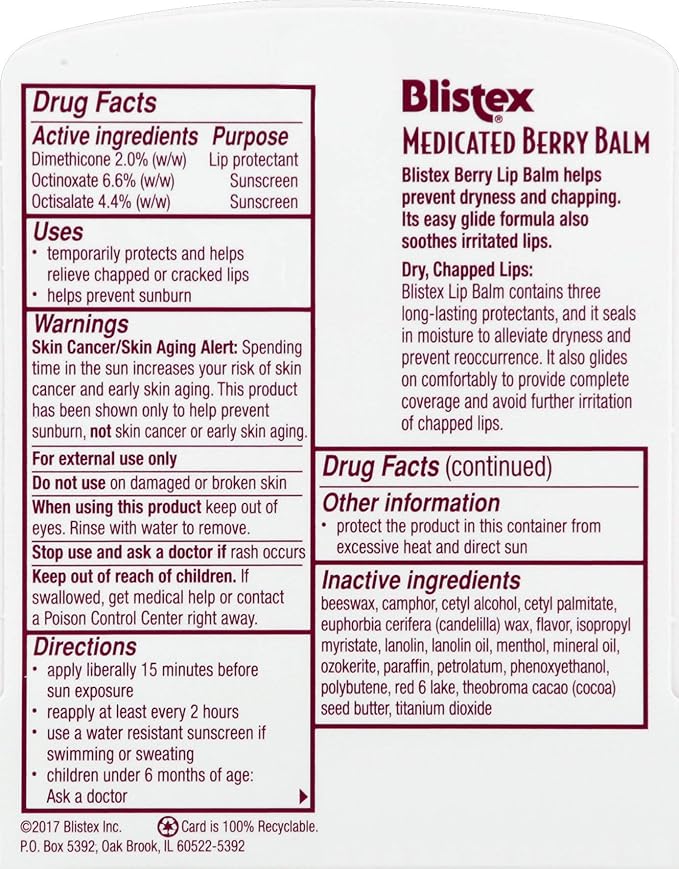 Blistex Medicated Lip Balm, Berry, .15-Ounce Tubes (Pack of 24) (83134)