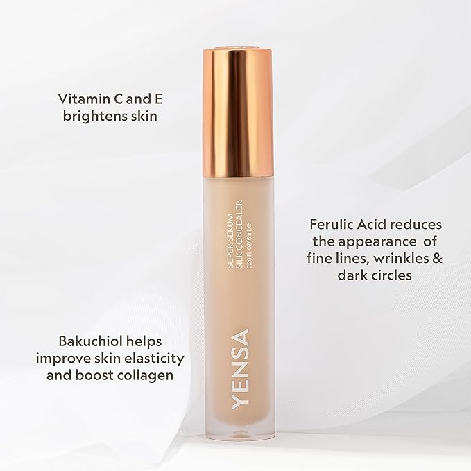YENSA Super Serum Silk Concealer - Age-Defying Asian Skincare, Natural Superfood Ingredients Cover Imperfections, Boost Collagen (Fair 2) - .20 fl oz
