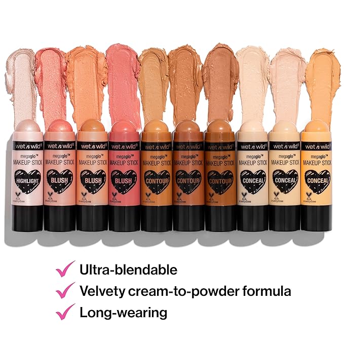 wet n wild MegaGlo Makeup Stick Bundle - When The Nude Strikes, Conceal and Contour Neutral Follow Your Bisque,1 Ounce (Pack of 1),807