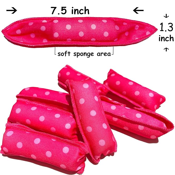 Aimin Soft Satin Sponge Overnight Curlers for Heatless, Long Hair Curls (20 pcs, pink)