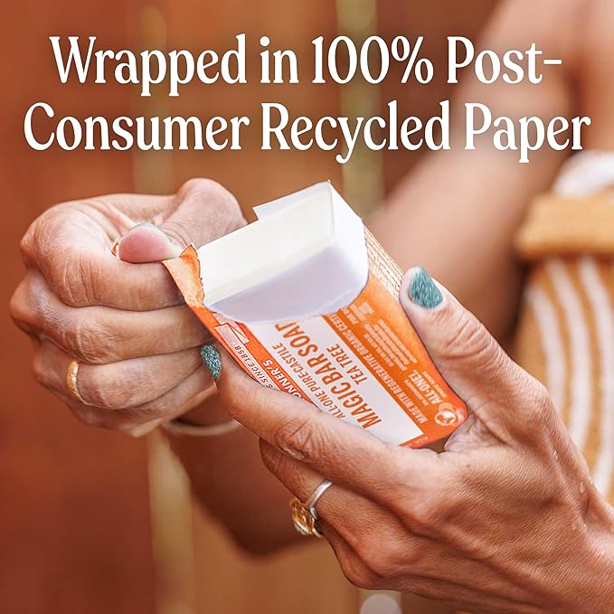 Dr. Bronner's Pure-Castile Magic Bar Soaps - Made with Regenerative Organic Certified Oils - For Face, Body, Hair- Vegan Soap Bars for Men & Women - Tea Tree, 2 pack, 5 oz