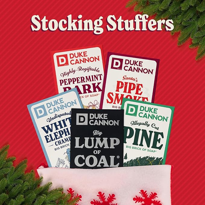 Duke Cannon Supply Co. Big Brick of Soap Bar for Men Holiday Edition - Peppermint Bark (Peppermint Scent), 10 oz. (3 Pack)
