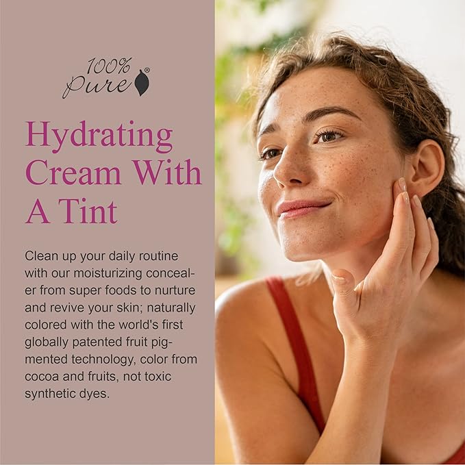 100% PURE Tinted Moisturizer Anti-Aging Face Makeup - Fruit Pigmented Alpine Rose Light to Medium Coverage & Dewy Glow - Lightweight Foundation Fair Skin w/Pink Undertone - Vegan - 1.7 Fl Oz