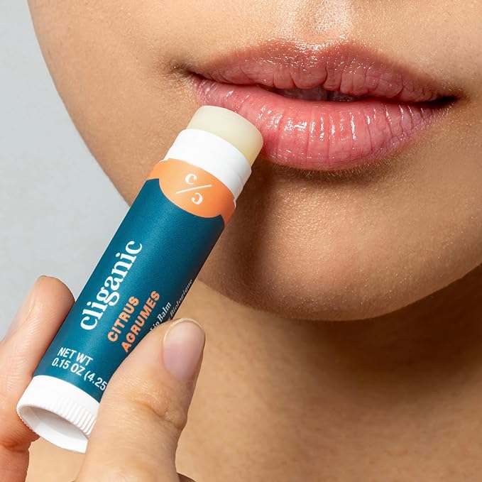 Cliganic Organic Lip Balm Set - 6 Tropical Flavors - 100% Natural Moisturizer for Cracked & Dry Lips