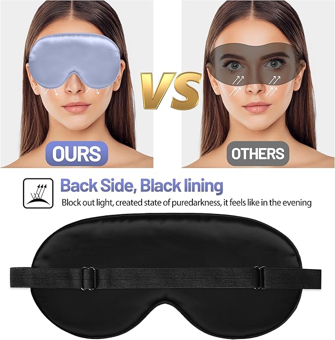 Sleep Mask, Silk Eye Mask for Sleeping with Adjustable Strap, Blindfold Eyeshade for Men & Women, Comfortable & Soft Eye Cover Eyeshade for Night Sleep (Light Purple)