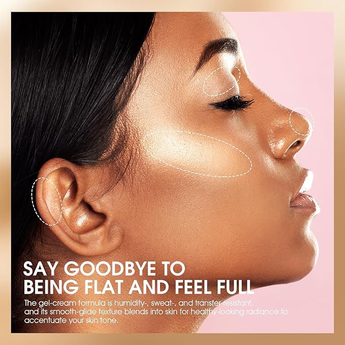 URQT Highly Pigmented Liquid Contour Highlighter - Built-in Sponge Tip Sculpted Complexion Wand Contour Non-Greasy Long Lasting Natural Weightless Buildable Highlighters Contour Contouring Bronzer (#01 ROSE QUARTZ)