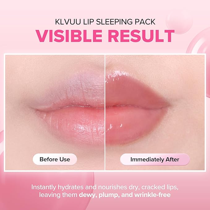 Klavuu Lip Mask Set (2PCS) – Overnight Deep Hydrating Korean Lip Balm Treatment for Very Dry, Chapped Lips | Lip Lightening & Plumping with Instant Hydration | Gentle Exfoliating (Berry & Berry)