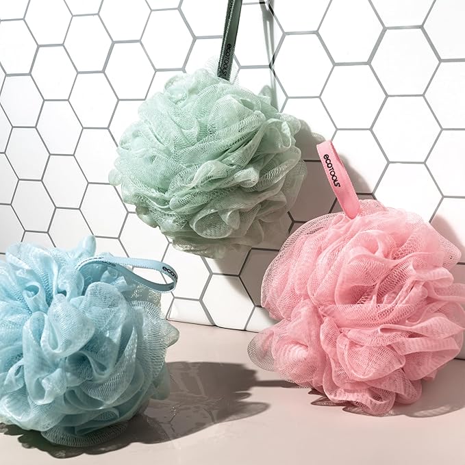 EcoTools Dry Body Brush for Circulation, Dead Skin Removal + Green Delicate EcoPouf Made with Recycled Netting for Cleansing & Exfoliating Sensitive Skin, Self-Care Gifts