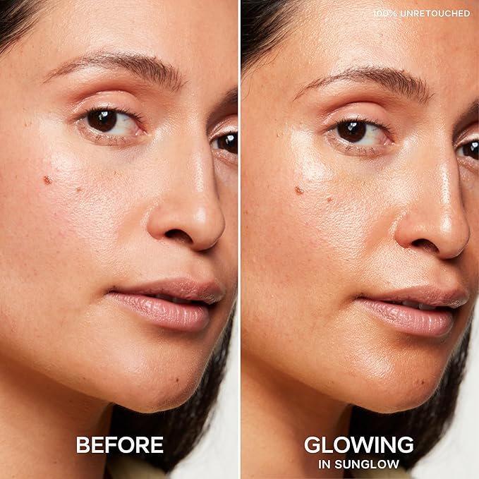 Saie Mini Glowy Super Gel Lightweight Illuminator - Luminizer + Makeup Primer for Glowing Skin - Enriched with Vitamin C + Hydrating Squalane Oil - Wear Alone or Under Makeup - Sunglow (0.5 oz)
