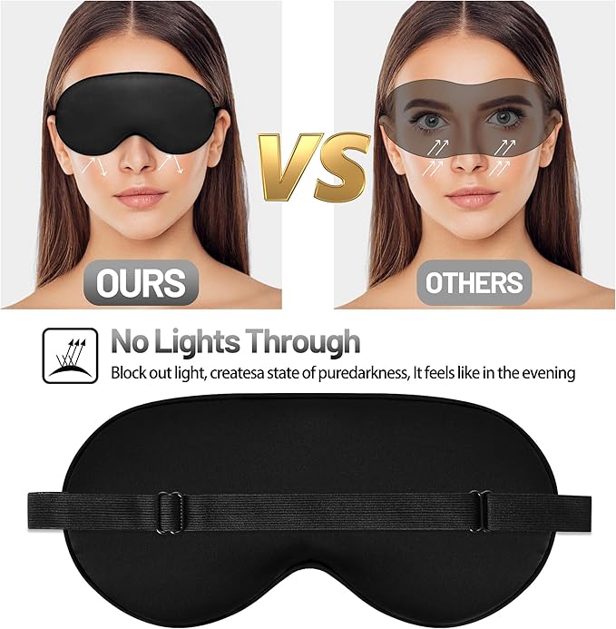Sleep Mask, Silk Eye Mask for Sleeping with Adjustable Strap, Blindfold Eyeshade for Men & Women, Comfortable & Soft Eye Cover Eyeshade for Night Sleep (Black, Green, Purple)