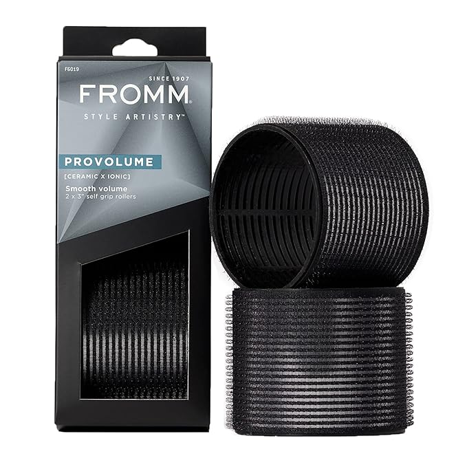 Fromm ProVolume 3" Self-Grip Ceramic Ionic Thermal Hair Rollers, 2 Count Large Salon Quality Hair Curlers for Medium and Long Hair, Blowouts, Curtain Bangs