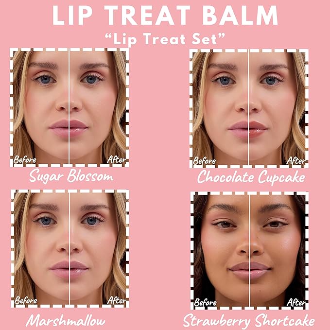 Lip Treat Balm - Hydrating & Nourishing Lip Balm with Avocado, Olive, and Coconut Oils - Softening Lip Moisturizer & Protection for Very Dry Lips - Set Of 4, 0.7oz Each