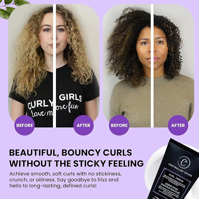 Controlled Chaos Curl Cream for Curly Hair Defining Cream with Shea Butter for Long Lasting Frizz Free Curls – Sulfate & Paraben Free Aloe Vera Curling Cream for Wavy Hair, Made in USA(5Oz)