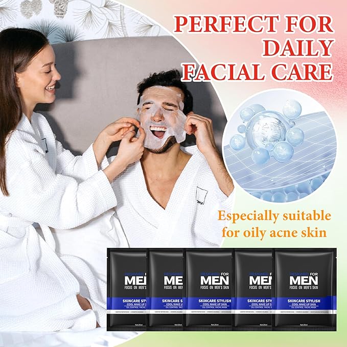 10 Pack Variety Facial Sheet Masks Skin Care Set, Hydrating Bulk Sheet Face Masks Skincare Gifts Set for Men, Long Lasting Moisturizing Face Mask Skincare for All Skin Type（15)