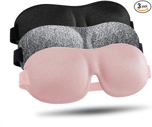 LKY DIGITAL Sleep Mask for Side Sleeper 3 Pack, Blackout 3D Eye Mask for Sleeping, Night Blindfold for Men Women