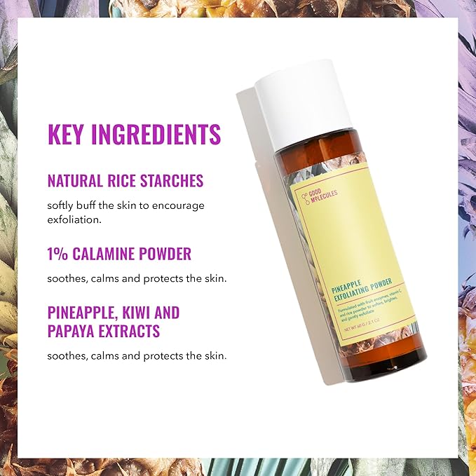 Good Molecules Pineapple Exfoliating Powder - Exfoliating Face Scrub with Natural Enzymes, Gentle Alcohol-Free Facial Cleanser, Skin Care for Face