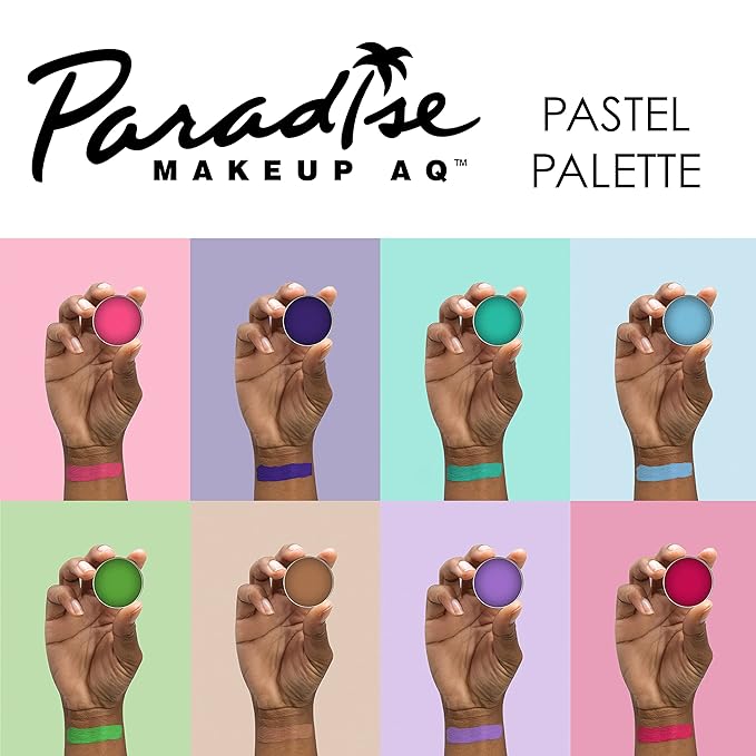 Mehron Makeup Paradise Makeup AQ 8 Color Pastel Palette | Magnetic Refillable Body Paint & Face Paint Palette | Professional Water Activated Makeup for Costumes, SFX, Halloween, & Cosplay