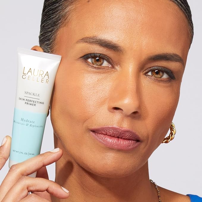LAURA GELLER NEW YORK Laura's Must-Haves Kit 3pc: Baked Balance-n-Brighten Powder Foundation, Medium + Spackle Skin Perfecting Makeup Primer, Hydrate + Airbrush Round Kabuki Brush