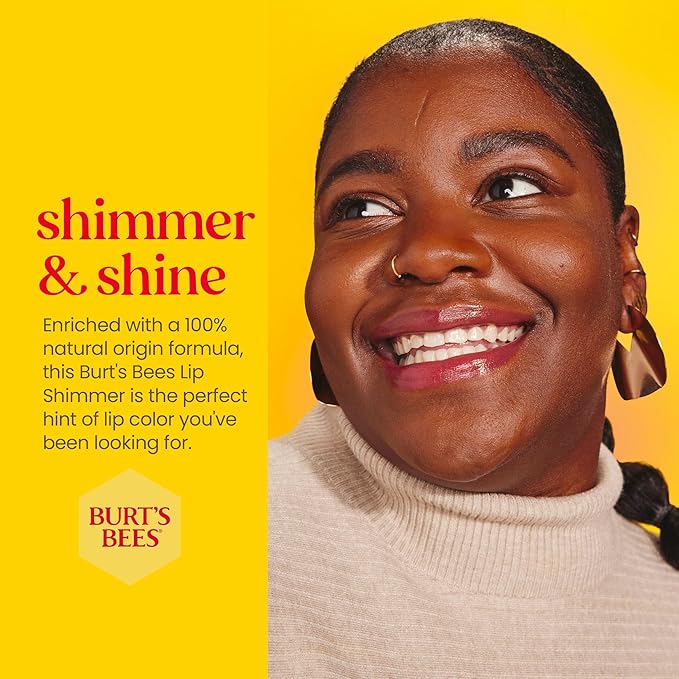 Burt's Bees Shimmer Lip Tint Easter Basket Stuffers, Tinted Lip Balm Stick, Moisturizing for All Day Hydration with Natural Origin Glowy Pigmented Finish & Buildable Color, Watermelon (4-Pack)